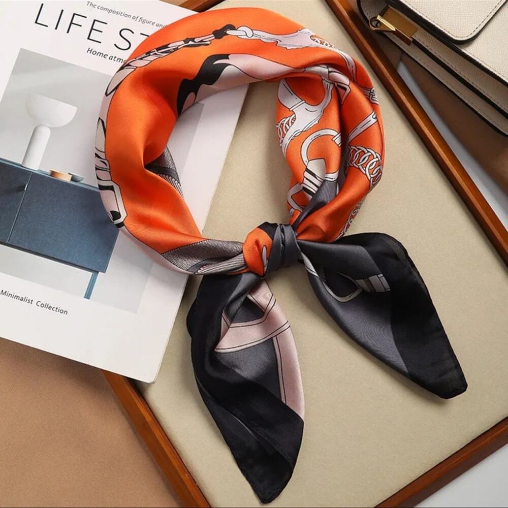 Designer Orange and Navy Blue Equestrian Scarf